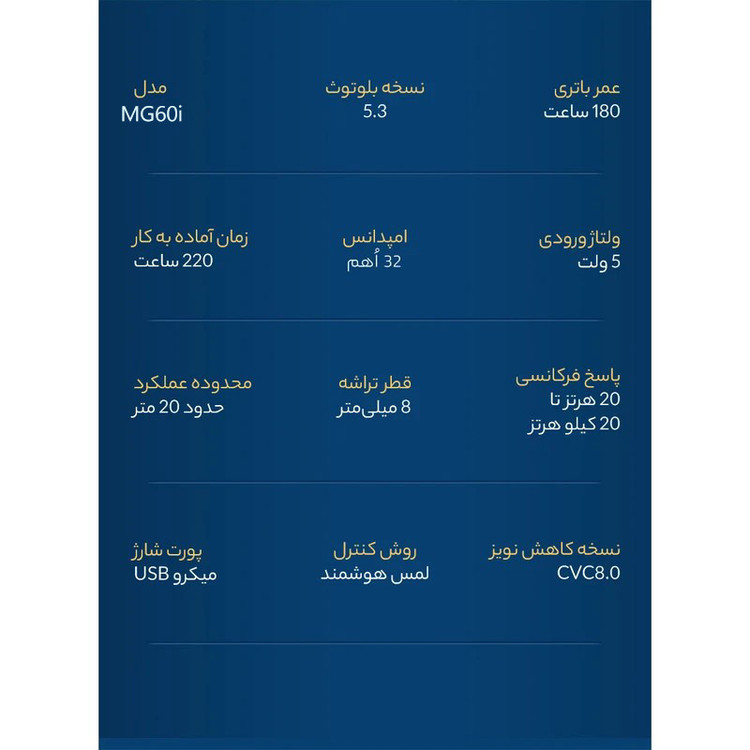 هدفون بلوتوثی مدل MG60i.New