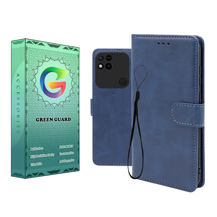 کیف کلاسوری گرین گارد طرح چرمی مدل Landing کد 03 مناسب برای گوشی موبایل شیائومی Redmi 10A / 9C به همراه بند آویز