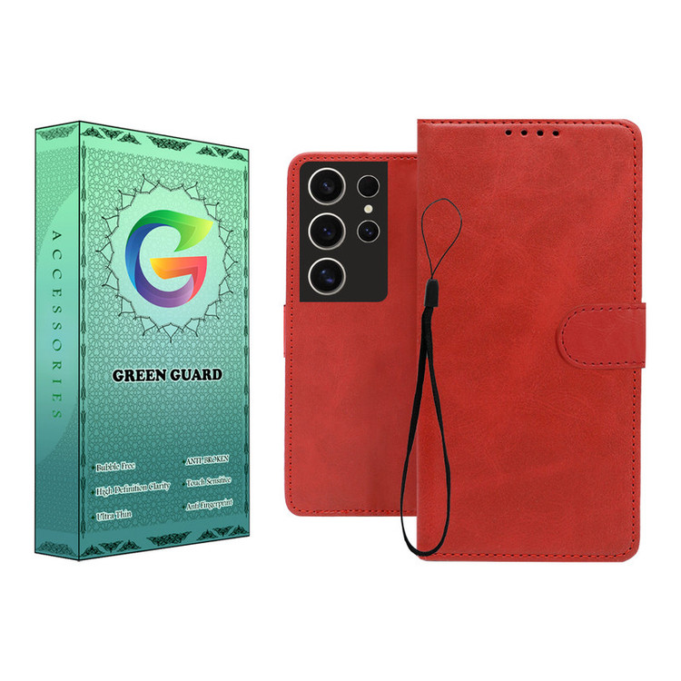 کیف کلاسوری گرین گارد طرح چرمی مدل Landing مناسب برای گوشی موبایل سامسونگ Galaxy S24 Ultra به همراه بند آویز