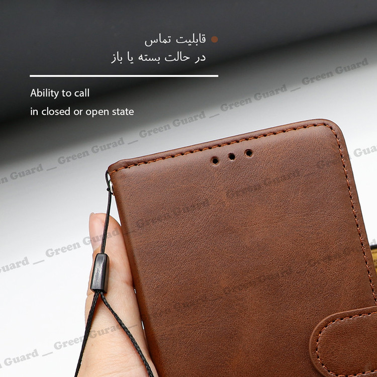 کیف کلاسوری گرین گارد طرح چرمی مدل Landing مناسب برای گوشی موبایل سامسونگ Galaxy A31 به همراه بند آویز