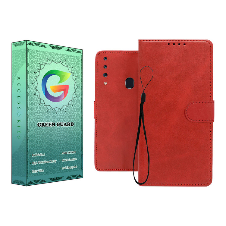 کیف کلاسوری گرین گارد طرح چرمی مدل Landing مناسب برای گوشی موبایل سامسونگ Galaxy A20S به همراه بند آویز