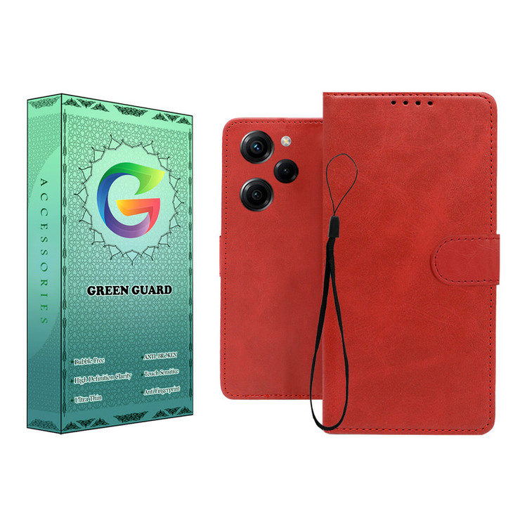 کیف کلاسوری گرین گارد طرح چرمی مدل Landing مناسب برای گوشی موبایل شیائومی Poco X5 Pro به همراه بند آویز