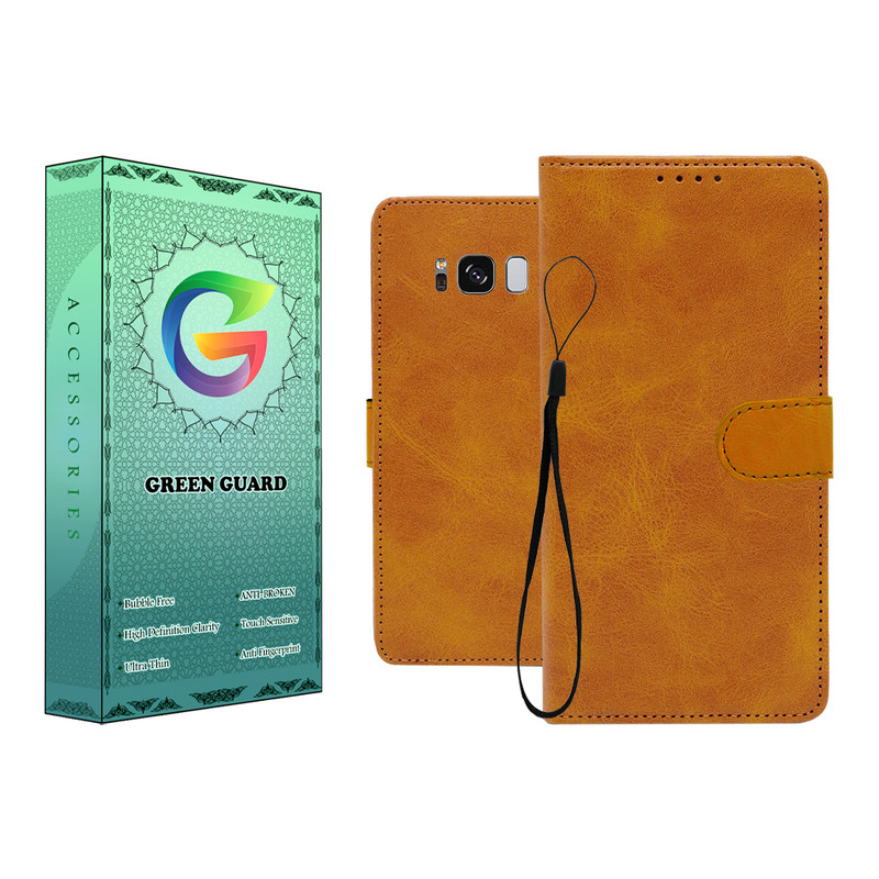 کیف کلاسوری گرین گارد طرح چرمی مدل Landing مناسب برای گوشی موبایل سامسونگ Galaxy S8 به همراه بند آویز
