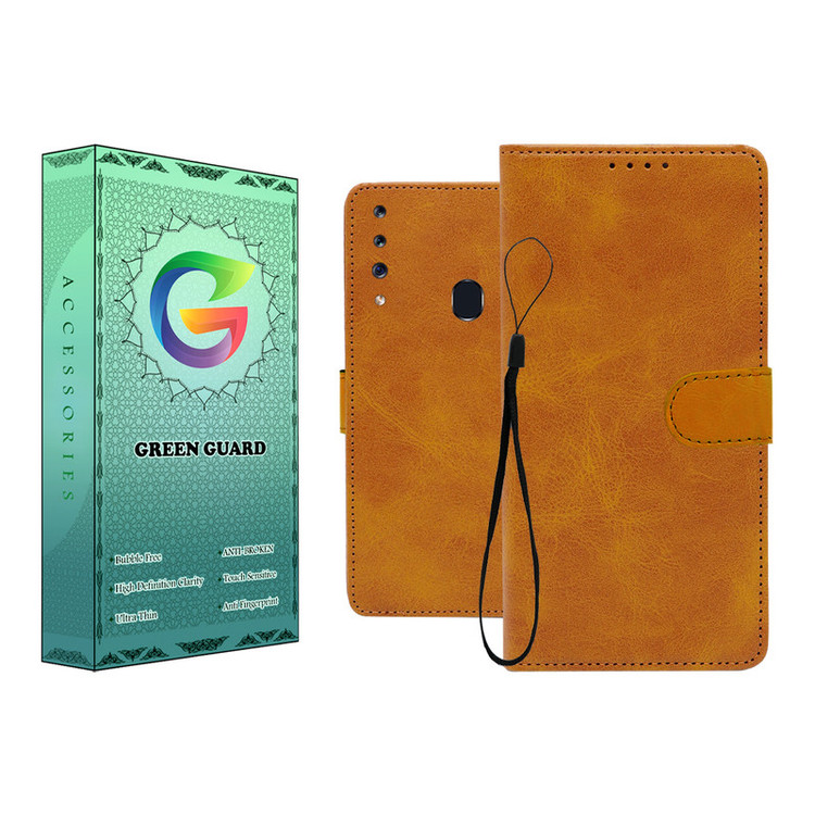 کیف کلاسوری گرین گارد طرح چرمی مدل Landing مناسب برای گوشی موبایل سامسونگ Galaxy A20S به همراه بند آویز