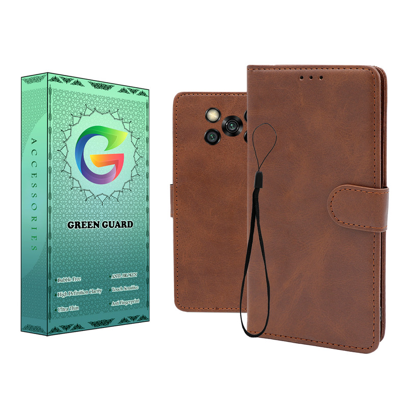 کیف کلاسوری گرین گارد طرح چرمی مدل Landing مناسب برای گوشی موبایل شیائومی Poco X3 / X3 NFC / X3 Pro به همراه بند آویز