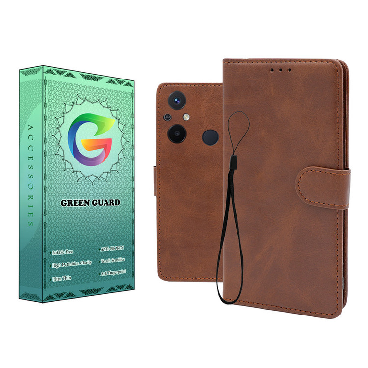 کیف کلاسوری گرین گارد طرح چرمی مدل Landing مناسب برای گوشی موبایل شیائومی Redmi 12C به همراه بند آویز